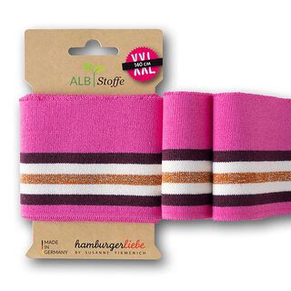 Tessuto in maglia bio per bordi e polsini Cuff Me Glam [140 cm | 7.5 cm ] | Albstoffe  – pink/bianco, 