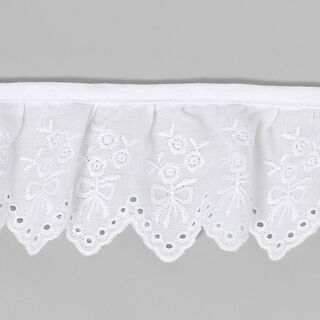 Ricamo inglese con ruches, 57 mm – bianco, 