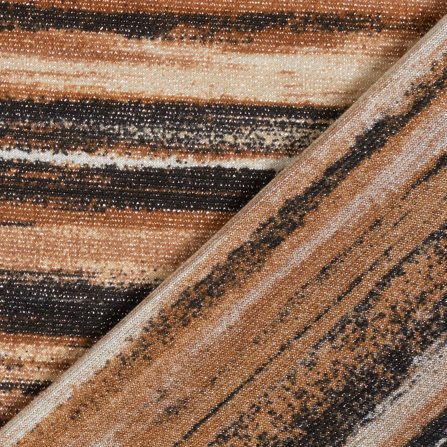 Jersey glitterato a righe sfumate marrone nero Perfetto per Magliette