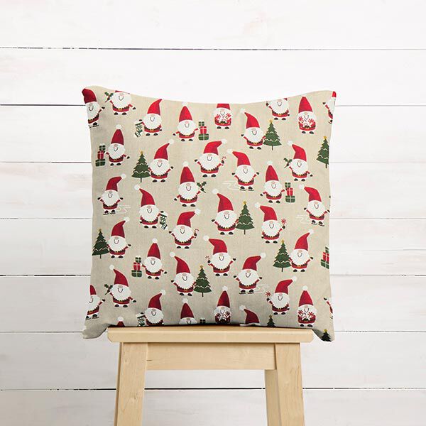Tessuto arredo mezzo panama allegri Babbi Natale – naturale, image number 8