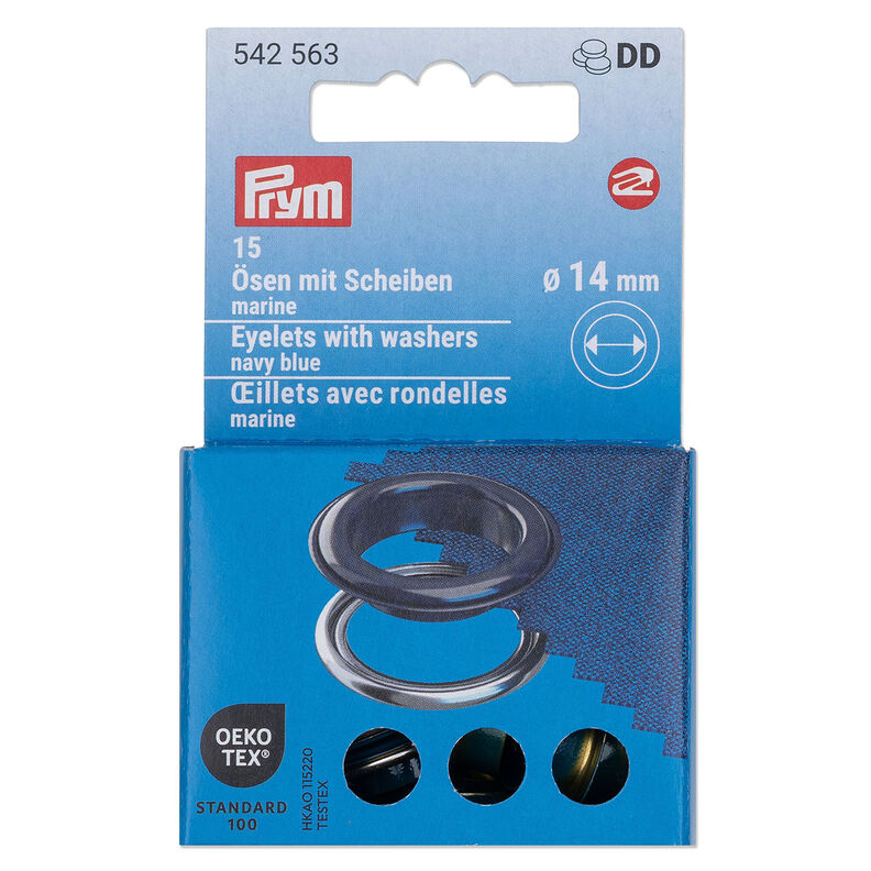 Occhielli con rondelle [15 pezzi | Ø 14 mm] | Prym – blu marino/argento effetto metallizzato,  image number 1