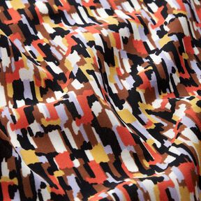 Tessuto cr&ecirc;pe, pennellate &ndash; nero/terracotta, 