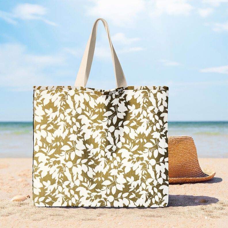 tessuto arredo panama Ombre di foglie &ndash; crema/verde oliva chiaro,  image number 7