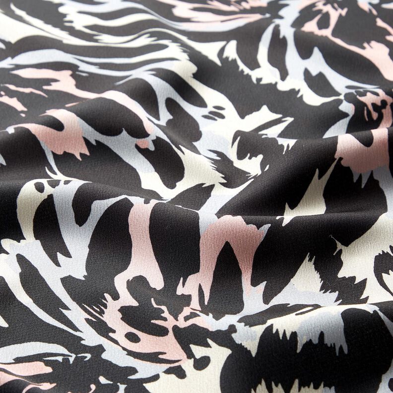 Petali astratti in raso crepe – nero/argento,  image number 2
