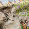 taglio di tessuto arredo gobelin Gattini giocosi – rosso carminio/beige chiaro,  thumbnail number 2