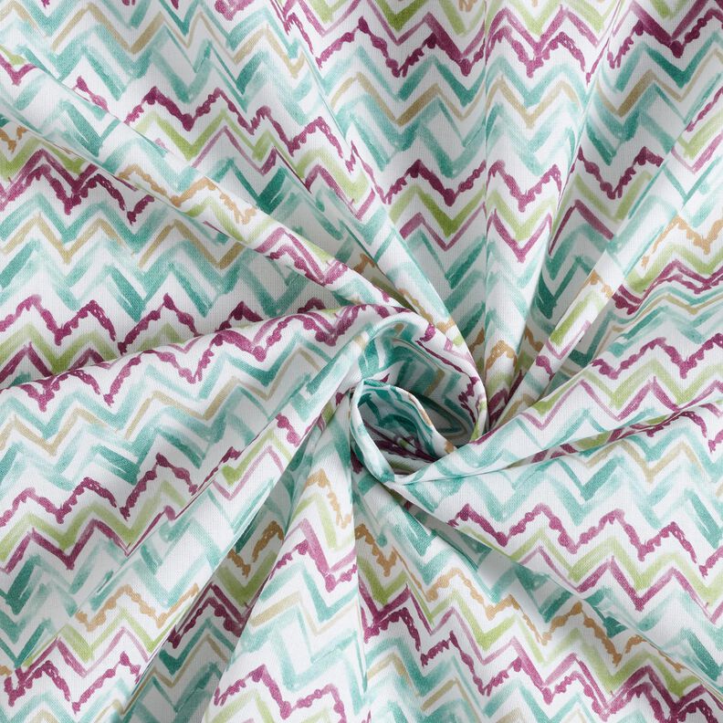 popeline di cotone Tratto di pennello a zigzag stampa digitale – bianco/eucalipto,  image number 3