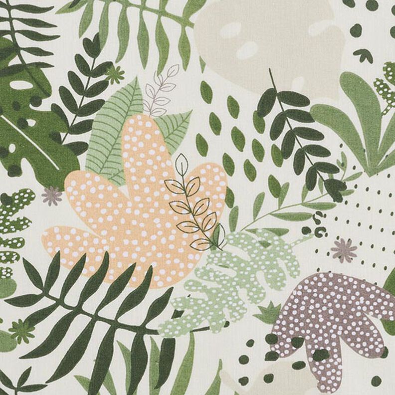 tessuto in cotone cretonne Piante astratte della giungla – bianco/verde,  image number 6