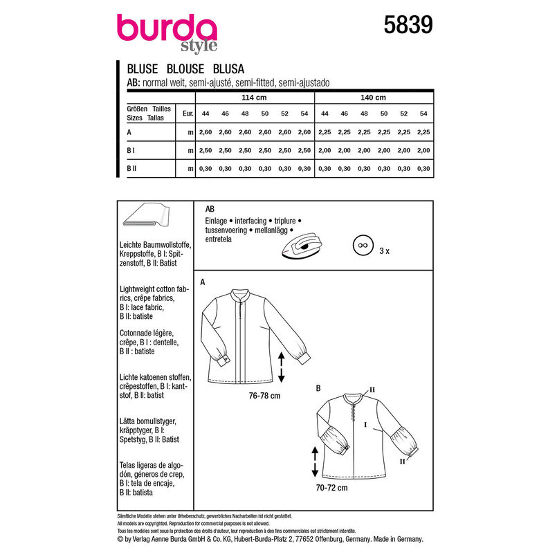 Plus-Size Camicetta | Burda 5839 | 44-54,  image number 9