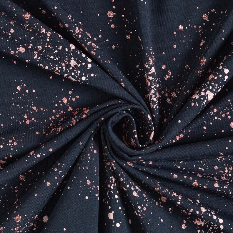 jersey di cotone Riflessi dorati | Glitzerpüppi – nero-azzurro/rosa antico scuro,  image number 3