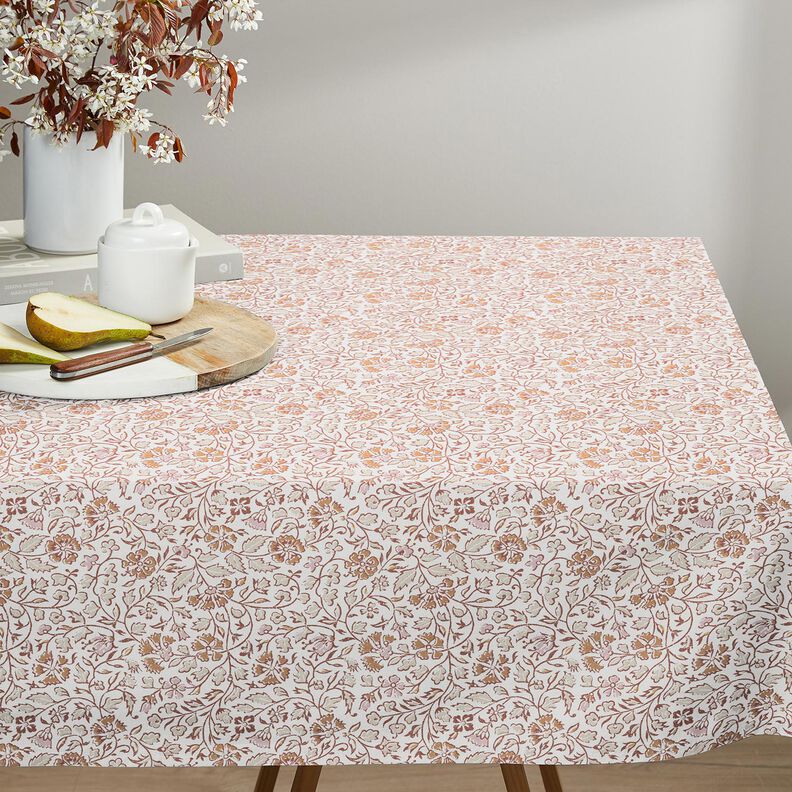 tessuto in cotone cretonne Delicato motivo floreale – bianco/cannella,  image number 7