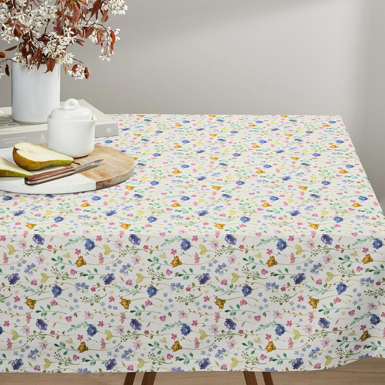 tessuto arredo tessuto spinato in cotone Fiori di campo – avorio/lilla bluastro, image number 8