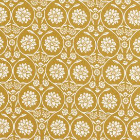 tessuto in cotone cretonne Fiori e tralci &ndash; senape/bianco, 