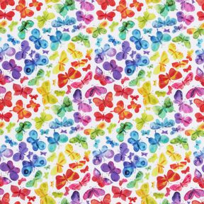 popeline di cotone Farfalle arcobaleno stampa digitale – bianco/mix di colori, 