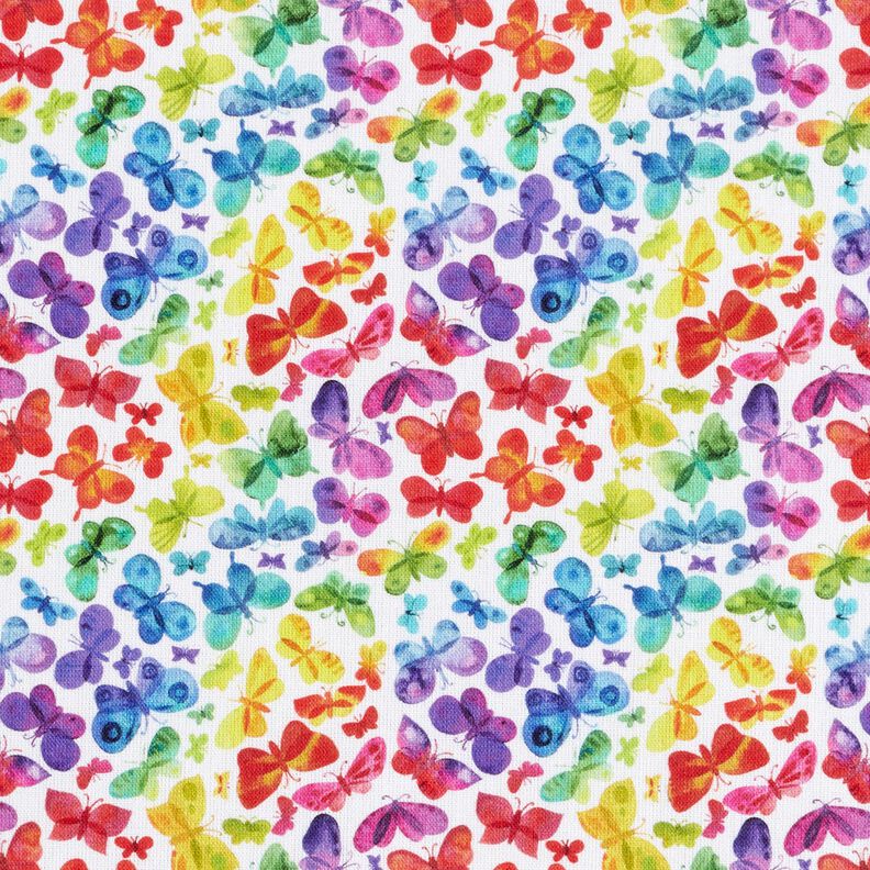 popeline di cotone Farfalle arcobaleno stampa digitale – bianco/mix di colori, image number 1