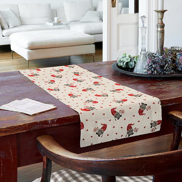 tessuto arredo mezzo panama Elfo innamorato – naturale/rosso carminio, image number 10