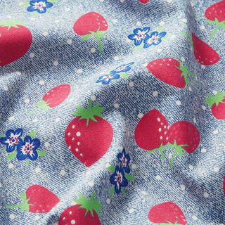 chambray fragole e fiori – azzurro/bianco, 