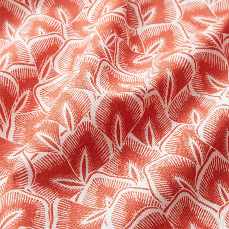 tessuto in cotone cretonne Foglie astratte – terracotta/avorio,  image number 2