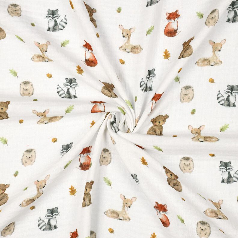 mussolina / tessuto doppio increspato animali del bosco stampa digitale | Poppy Fabrics –,  image number 3