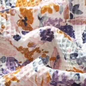piqué nido d’ape fiori acquerello | Poppy Fabrics – bianco/lavanda, 