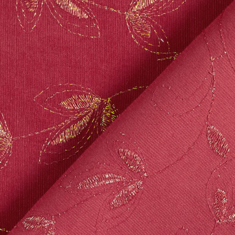 Velluto a costine con fiori ricamati glitterati – rosso carminio,  image number 5