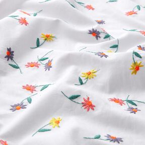 fine batista di cotone Fiorellini ricamati | Poppy Fabrics – bianco/arancio neon, 