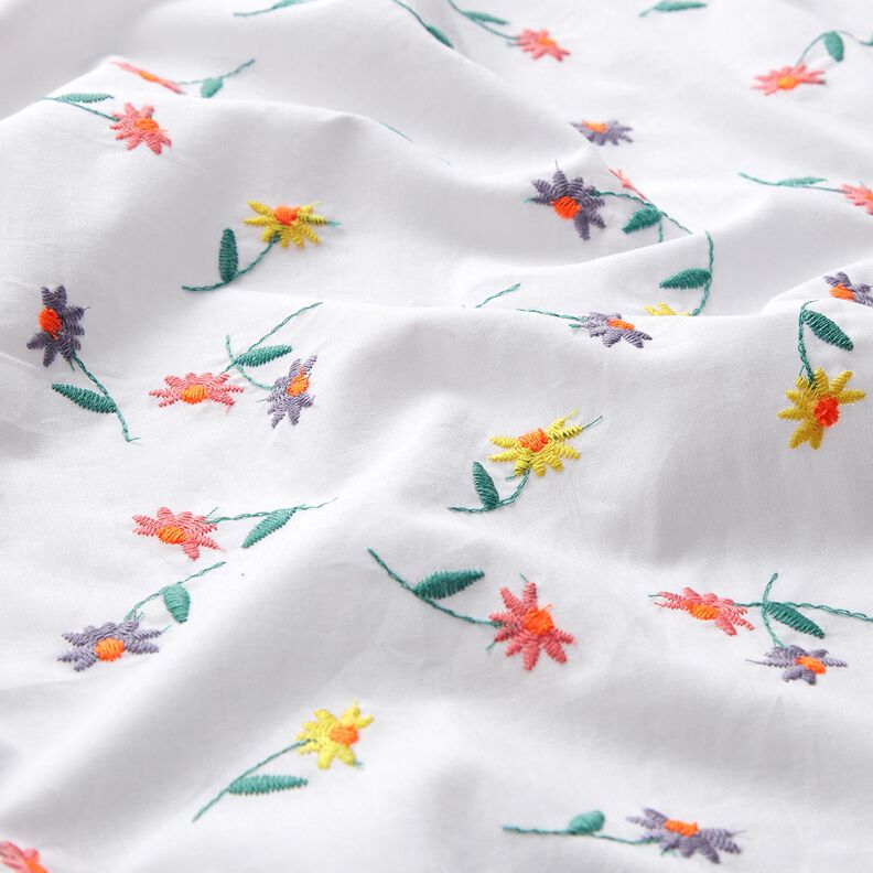 fine batista di cotone Fiorellini ricamati | Poppy Fabrics – bianco/arancio neon,  image number 2