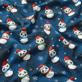 jersey di cotone Panda in spirito natalizio | Glitzerpüppi – blu notte/peperoncino, 