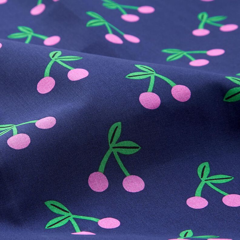 cotone rivestito Ciliegie carine – blu marino, image number 2