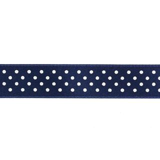 nastro in satin, pois - blu marino/bianco, 