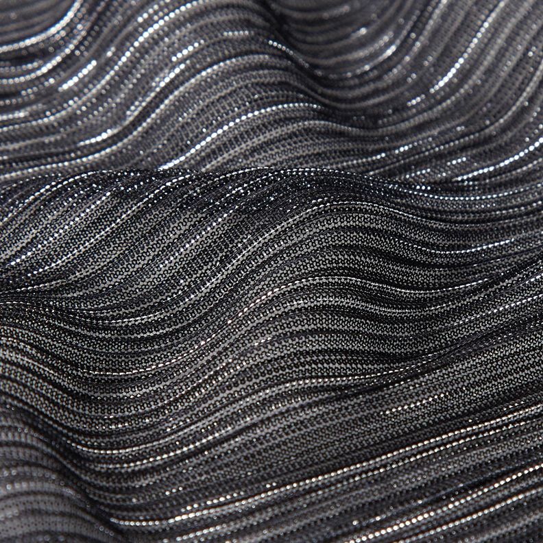 Plissettato con righe trasparenti glitterate – nero,  image number 2