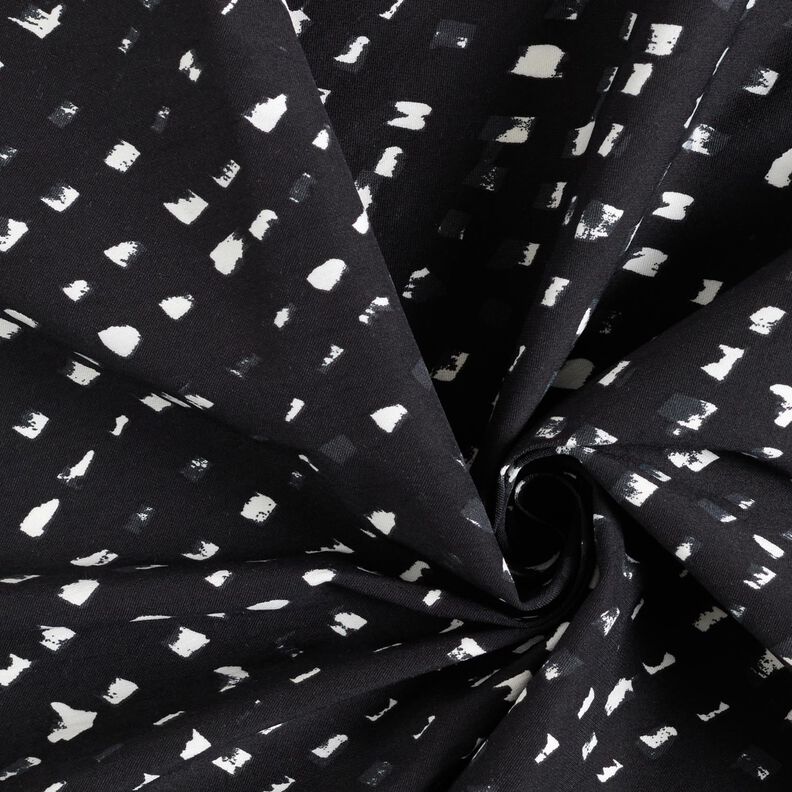 Pantalone in tessuto elasticizzato a pois astratti – nero-azzurro/bianco, image number 3