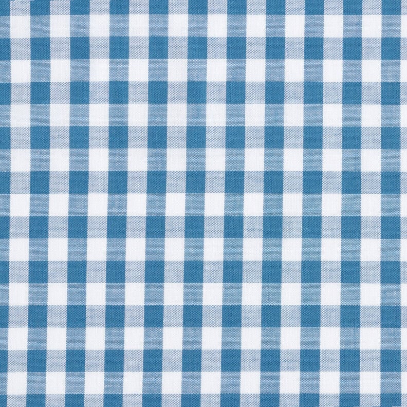tessuto in cotone Quadro vichy 1 cm – colore blu jeans/bianco,  image number 1
