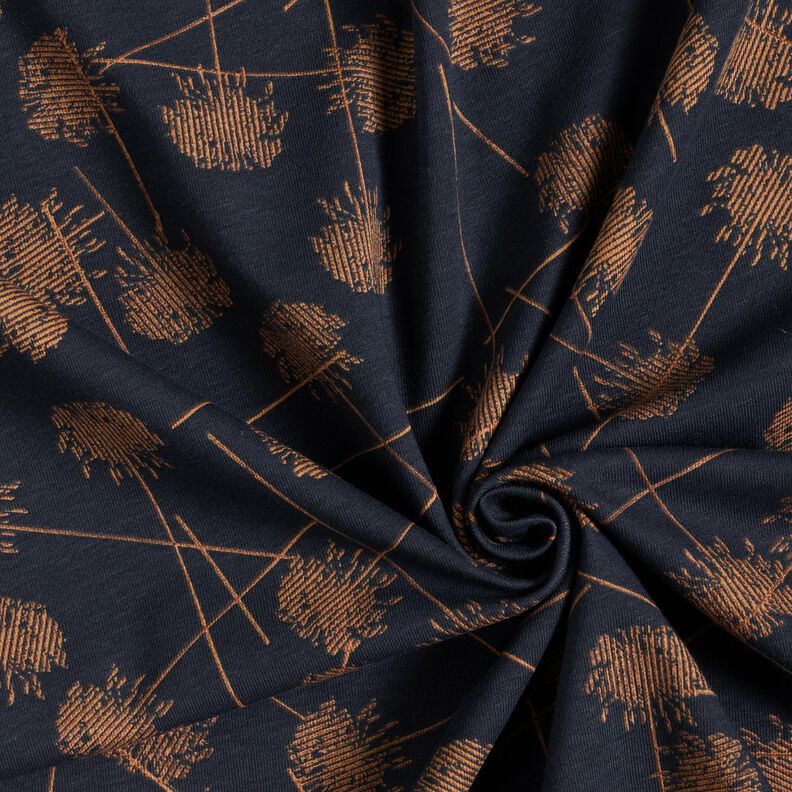 jersey di cotone Piante astratte – nero-azzurro/marrone chiaro, image number 3