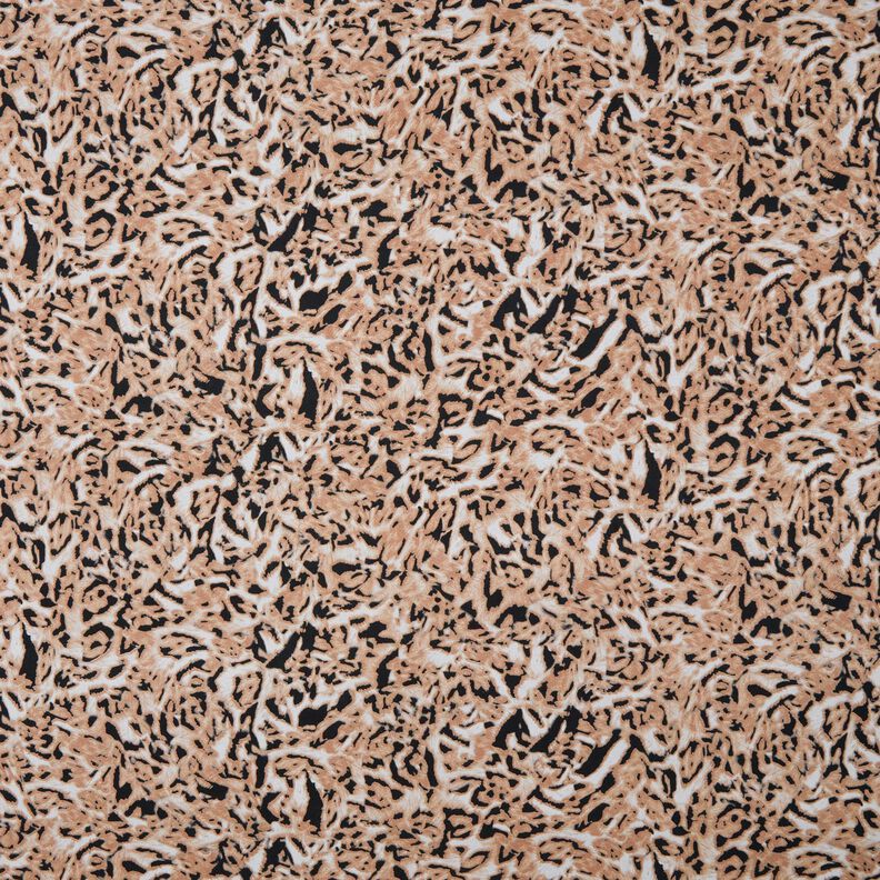 jersey di viscosa Stampa leopardata astratta – marrone chiaro/nero,  image number 1
