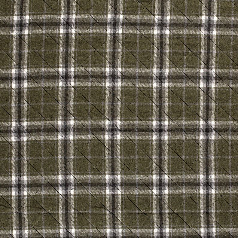tessuto trapuntato A quadretti – verde oliva scuro/grigio pietra, image number 1