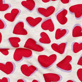 felpa garzata cuori | Poppy Fabrics – naturale/rosso, 