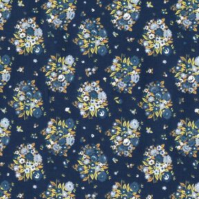popeline di cotone bio Mazzo di fiori – blu marino, 