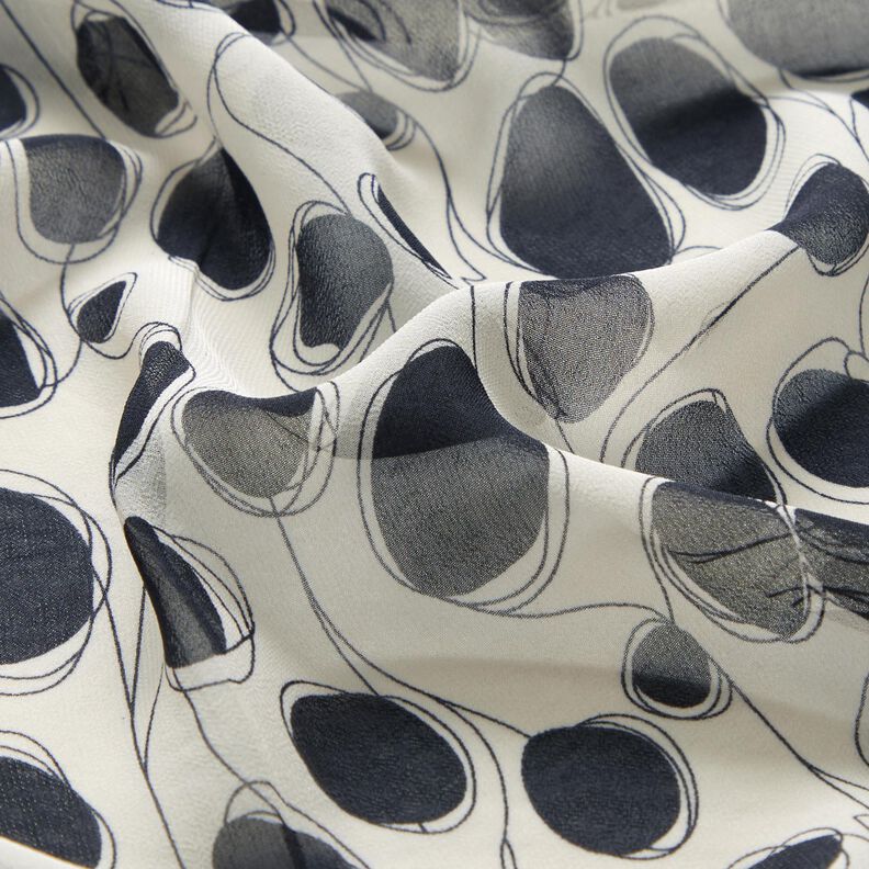 Cerchi astratti in chiffon – bianco/nero,  image number 2