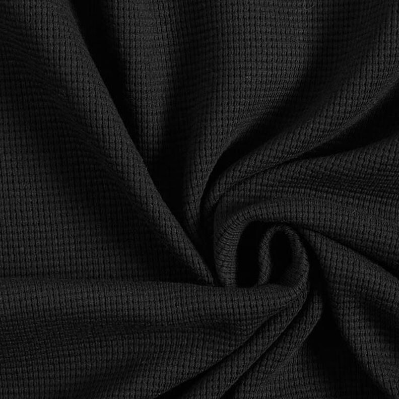 jersey di cotone, nido d’ape mini, tinta unita – nero,  image number 1