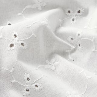 Tessuto in cotone con ricamo forato a viticci di fiori – bianco, 