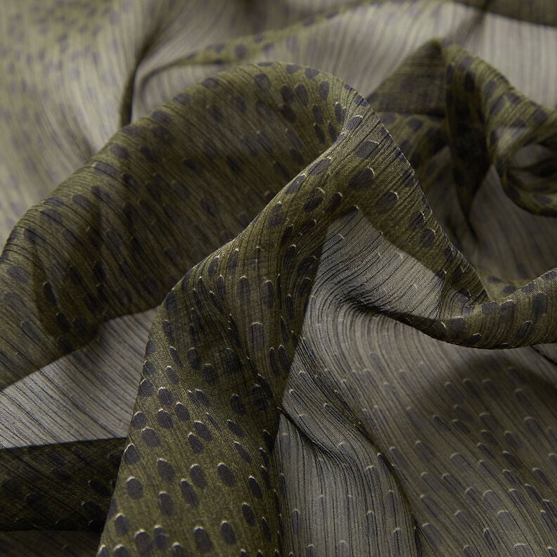 Chiffon increspato con grandi pois – cachi/nero,  image number 2