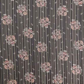 Chiffon con fiori in raso e righe metalliche – nero/bianco, 