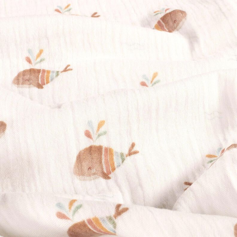 mussolina / tessuto doppio increspato Balena striata stampa digitale – avorio,  image number 2