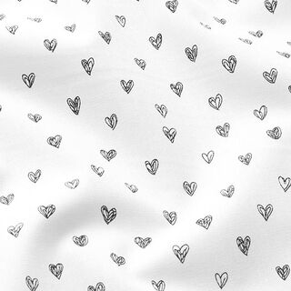 Popeline di cotone con cuori – bianco, 
