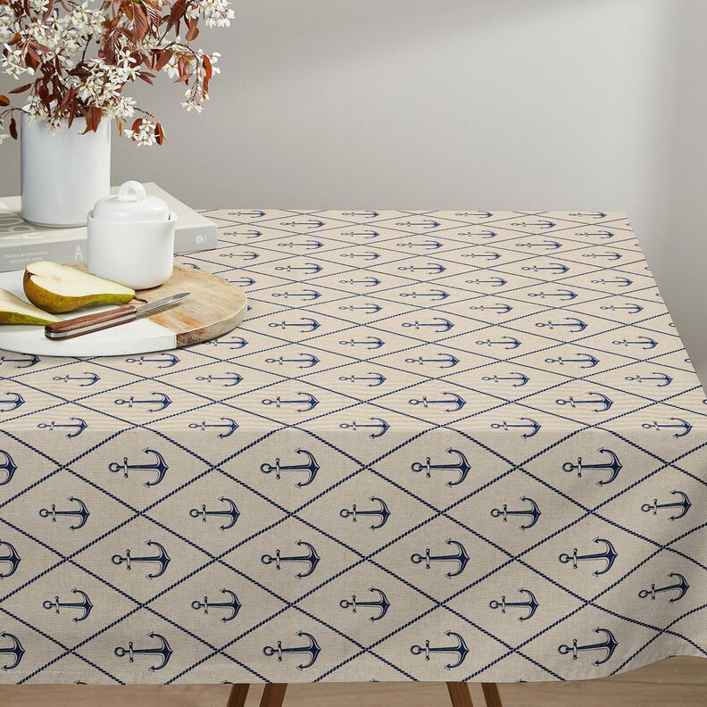 tessuto arredo mezzo panama Ancora classica – naturale/blu marino,  image number 8