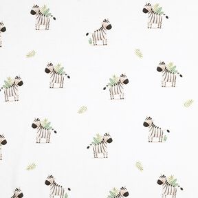 GOTS jersey di cotone zebre nella steppa stampa digitale | Poppy Fabrics – bianco/nero, 