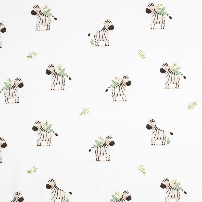 GOTS jersey di cotone zebre nella steppa stampa digitale | Poppy Fabrics – bianco/nero, image number 1