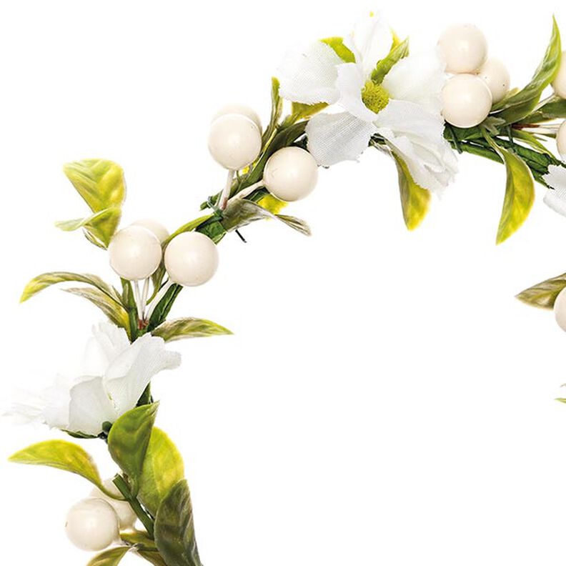 corona decorativa con fiori e bacche [Ø 10 cm/ 16 cm] – bianco/verde,  image number 2