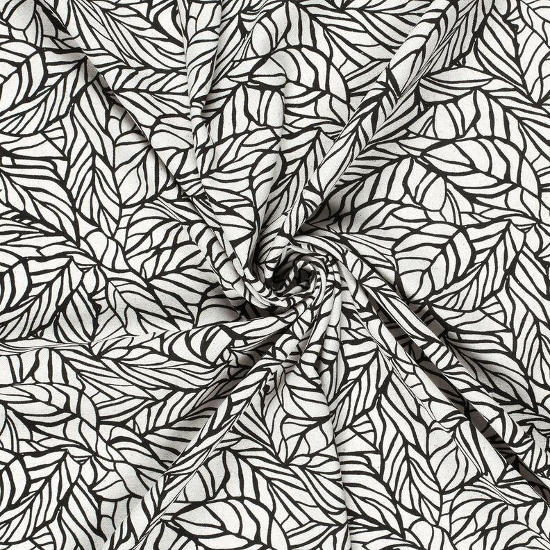 misto lino viscosa Fogliame – bianco lana/nero,  image number 3