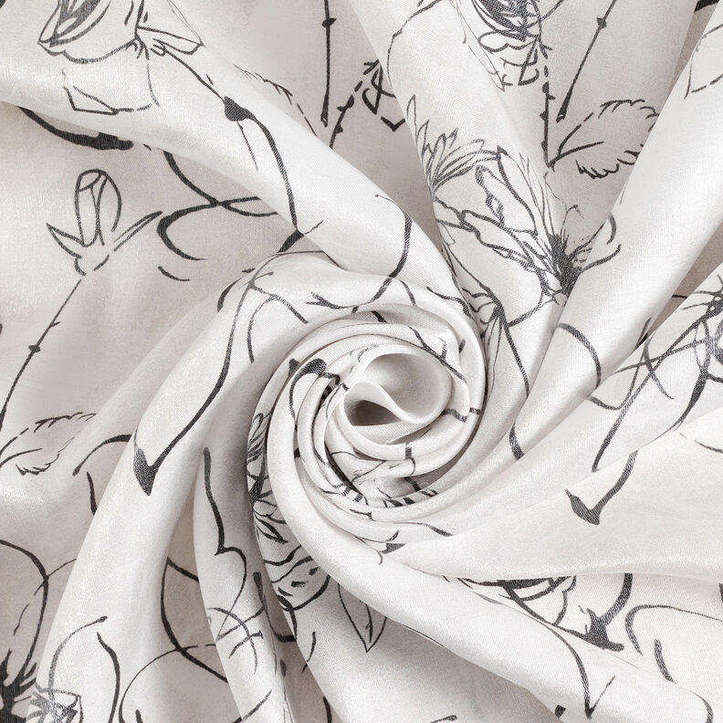 Mix viscosa disegno floreale con lucentezza metallica – bianco/nero,  image number 4